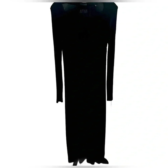 ATM Anthony Thomas Melilla Long Sleeve Wide Neck Body Con Dress Black sizeMedium - Picture 1 of 2